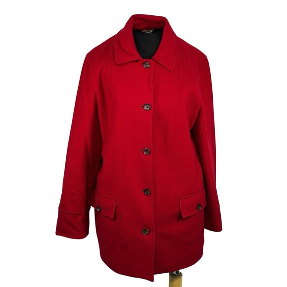Harvé Benard Womens Red Wool Blend Coat Size 12 Vintage - Picture 1 of 5